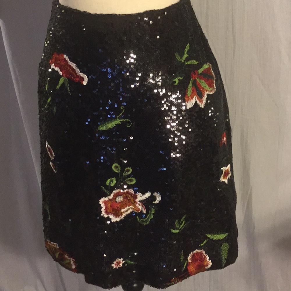 Sequence and embroidered flower skirt
